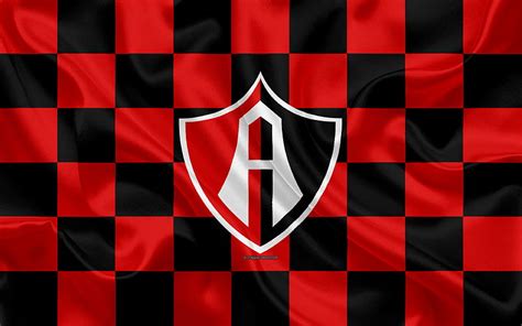 Atlas fc, logotipo del atlas del club, bandera a cuadros negra roja, club de fútbol mexicano ...