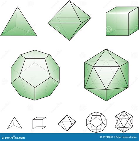 Platonic Solids with Green Surfaces Stock Vector - Illustration of ...