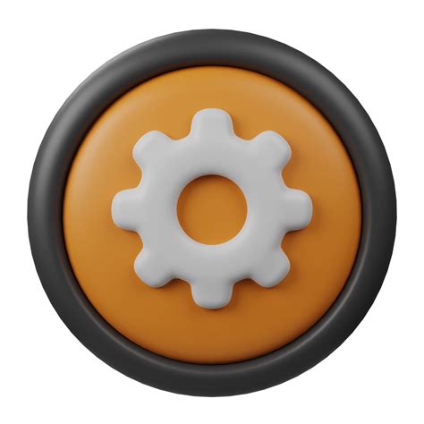 Free 3d rendered setting button icon with orange color and black border for creative user ...