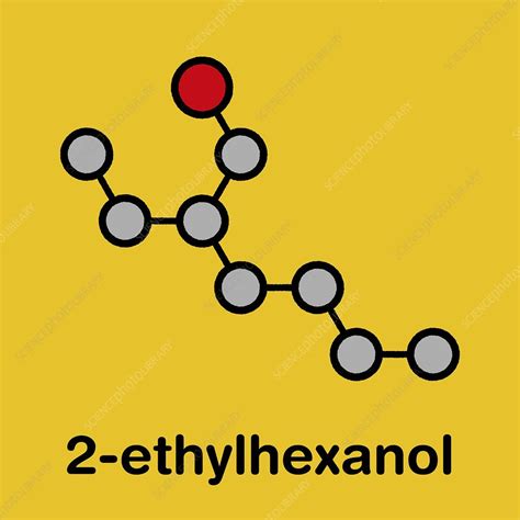 2-ethylhexanol molecule, illustration - Stock Image - F030/4737 - Science Photo Library