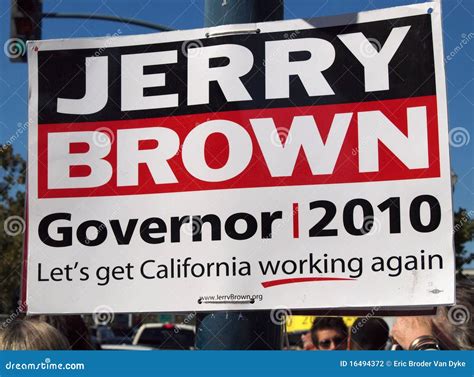 Jerry Brown for Governor Sign on a Light Post Editorial Photography ...