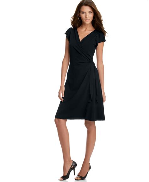 Studio M Dress, Flutter Sleeve Matte Jersey Wrap Cocktail Dress ...