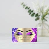 Purple Pink Glitter Makeup Artist Lashes Gold Business Card | Zazzle