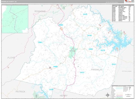 Franklin County, VA Wall Map Premium Style by MarketMAPS - MapSales