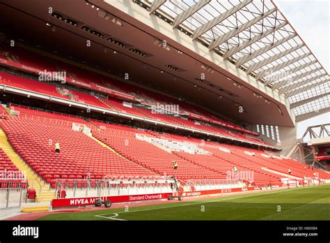 The new main stand at Liverpool FC anfield stadium Liverpool Merseyside ...