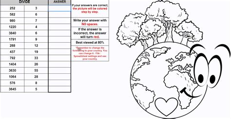 Spring Digital Math Coloring Page - Earth Day - Long Division EDITABLE in Google Sheets™. It is ...