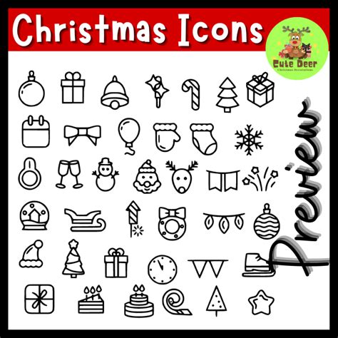 Christmas Icons Clip Art- Christmas Set Icons- Christmas, Winter Holiday Symbols | Made By Teachers