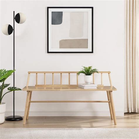 Welwick Designs Natural Solid Wood Scandinavian Bench with Low Spindle ...