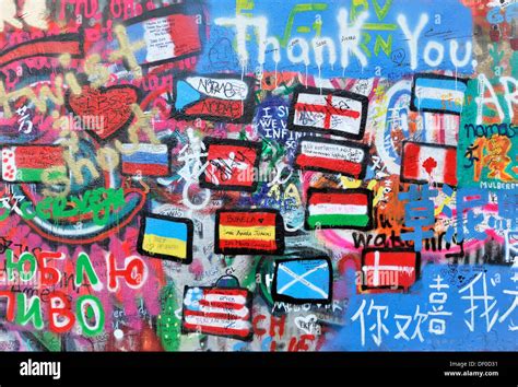 John Lennon wall, graffiti, Prague, Czech Republic Stock Photo - Alamy