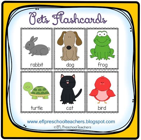 ESL Pets Unit printable flashcards | Pets preschool theme, Pets preschool, Preschool