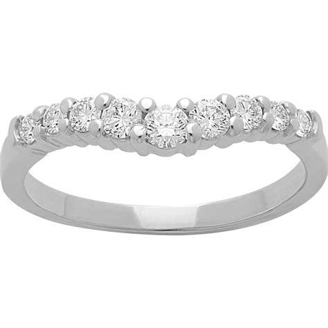 14k White Gold 3/8 Ctw Diamond Contoured Wedding Band | Wedding Bands ...