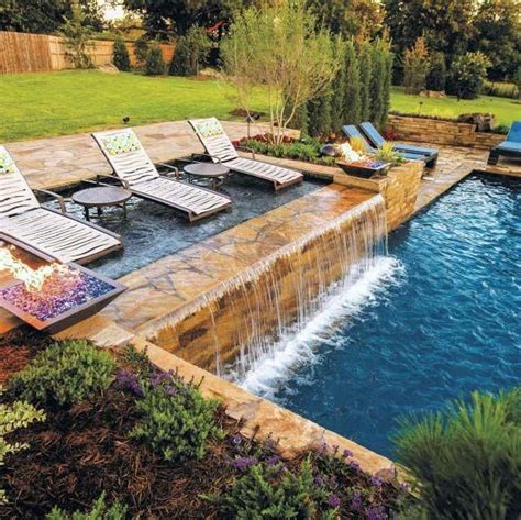 I'm a sucker for this unique pool aesthetic #poolaesthetic | Pool waterfall, Cool swimming pools ...