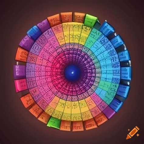 Colorful periodic table poster with element names and atomic numbers