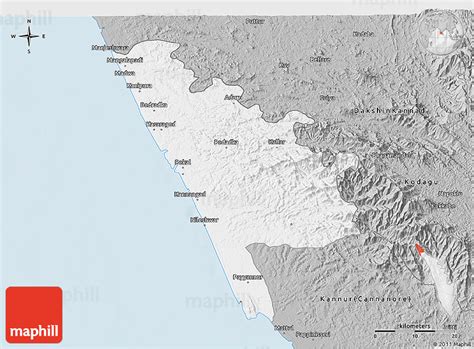 Gray 3D Map of Kasaragod