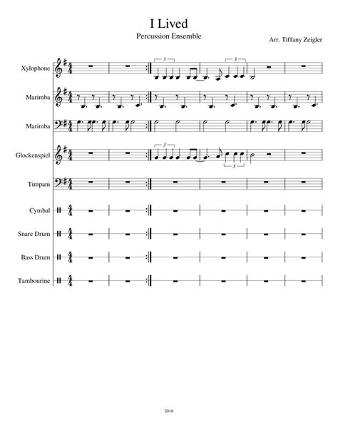 I Lived Percussion Ensemble Sheet music | Download free in PDF or MIDI | Musescore.com