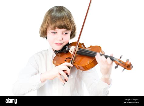 School child playing violin, isolated on white Stock Photo - Alamy