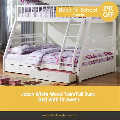 Acme Furniture Jason White Twin Over Full Bunk Bed with 2 Drawers ...