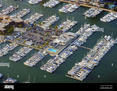 Marina with its yacht club in Marina del Rey, 20.03.2016, aerial view ...