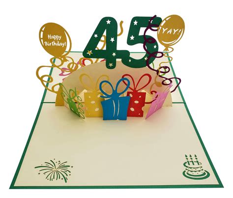 Happy 45th Birthday With Lots of Presents 3D Pop Up Greeting Card ...