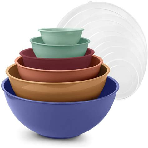 Cook with Color Mixing Bowls with Lids - 12 Piece Plastic Nesting Bowls ...