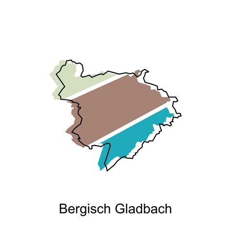 Bergisch Gladbach map, colorful outline regions of the German country. Vector illustration ...