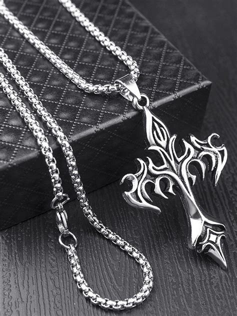 Emmiol Free shipping 2024 Men's Tribal Cross Pendant Necklace Silver ...