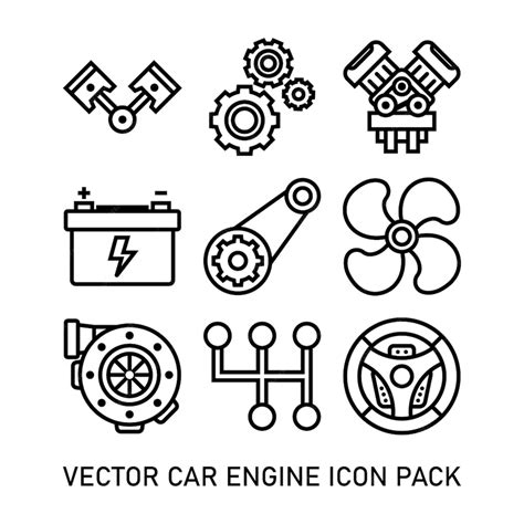 Premium Vector | Car engine outline icon pack 2