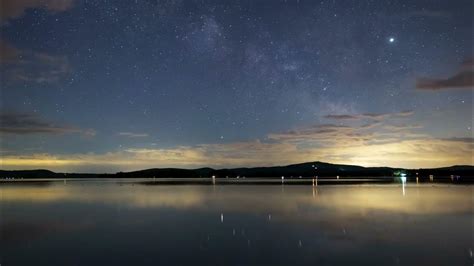 Night Sky With Stars At A Calm Lake, Timelapse - YouTube