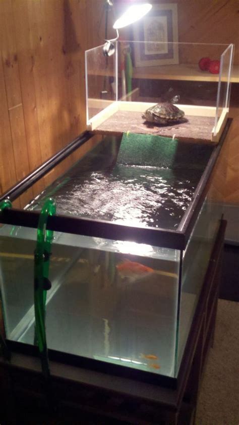 ♥ Pet Turtle ♥ A DIY turtle topper above tank basking platform provides a nice basking area ...