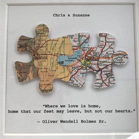 Framed Long Distance Relationship Gift for Boyfriend or Girlfriend Map Artwork Two Paper Map ...