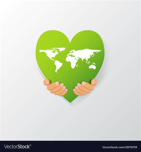 World map on heart shape Royalty Free Vector Image