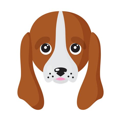 Vector cartoon dog face of Basset Hound breed. 4372085 Vector Art at ...