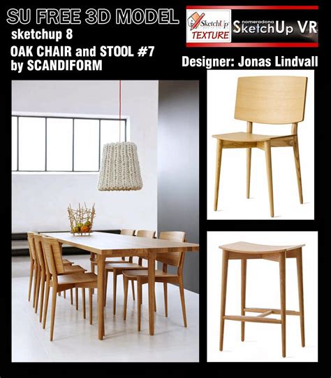 SKETCHUP TEXTURE: free sketchup 3d models oak chairs and stool #7