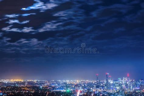 View of Brisbane from Mount Coot-tha at Night. Stock Photo - Image of ...