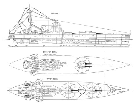 Outline and plan of the battleship HMS Nelson [2241 x 1713 ...