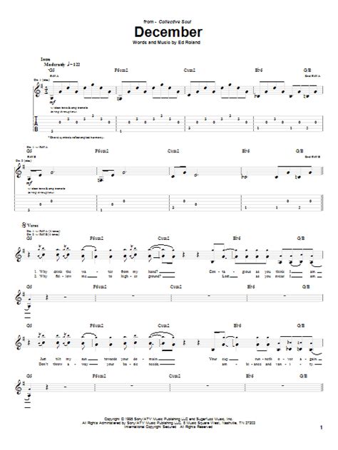 Collective Soul "December" Sheet Music Notes | Download Printable PDF ...