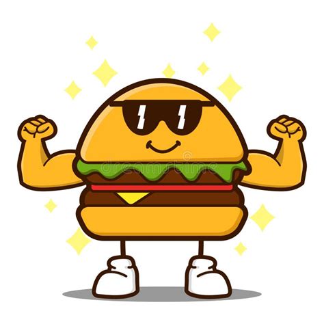 Cute Burger Cartoon Mascot Character Stock Vector - Illustration of emoji, icon: 203854054