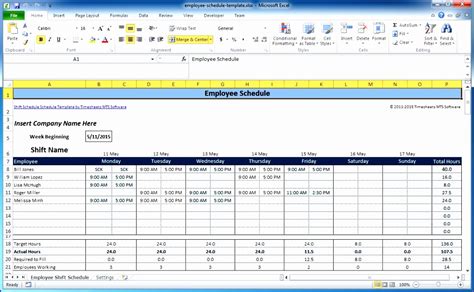 Schedule Sample Excel ~ Excel Templates