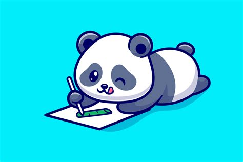 Cute Panda Drawing Bamboo on Paper Graphic by catalyststuff · Creative ...