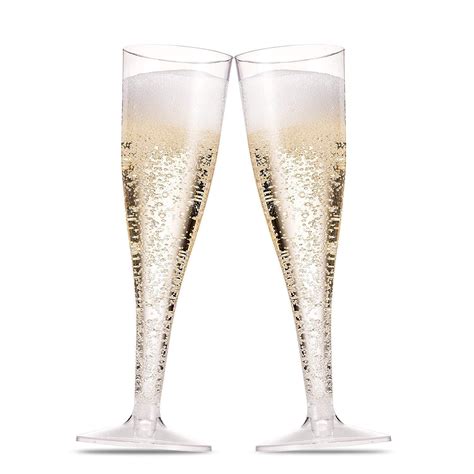 Munfix 100 Pack Plastic Champagne Flutes 5 Oz Clear Plastic Toasting Glasses Disposable Wedding ...