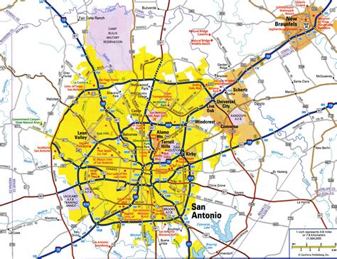 Road map of San Antonio Texas USA street area detailed free highway large