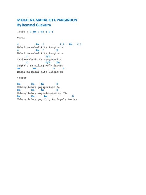 Mahal Na Mahal Kita Panginoon (Chords) by Rommel Guevarra | PDF