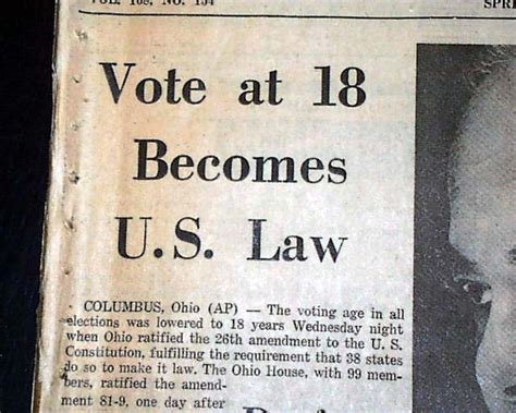 26th Amendment adopted... voting age of 18.... - RareNewspapers.com
