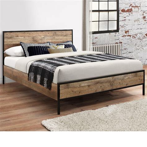 Urban Rustic Wooden and Metal Bed