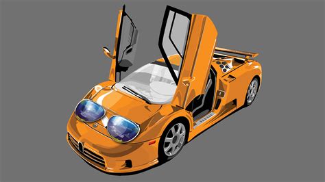 Download Vivid Orange Sports Car Hand-drawn Artwork Wallpaper ...