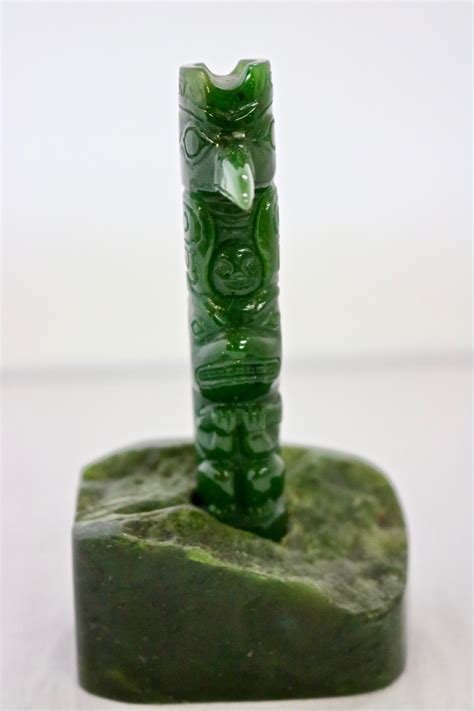 JADE TOTEM POLE WITH ROUGH BASE | Jade City Jade Store | Cassiar Mountain BC