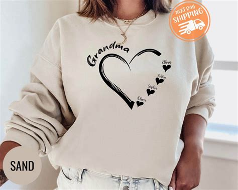 Custom Grandma Heart Sweatshirt, Grandma Sweatshirt, Grandma Heart With Kids Names, Custom ...