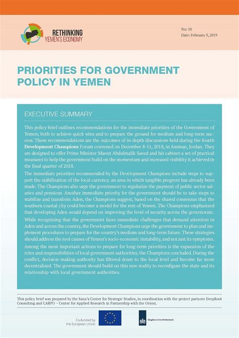 Priorities for Government Policy in Yemen – CARPO e.V.