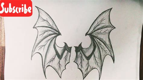 How to draw wings easy step by step || Bat wing drawing tutorial || pencil drawing - YouTube