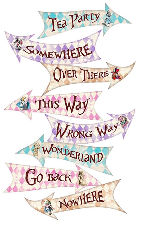 ALICE IN WONDERLAND Party Signs, Alice in Wonderland Arrows, Alice in ...